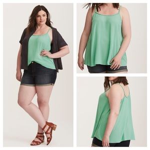 Torrid Green Braided Gauze Swing Cami, Size 1.